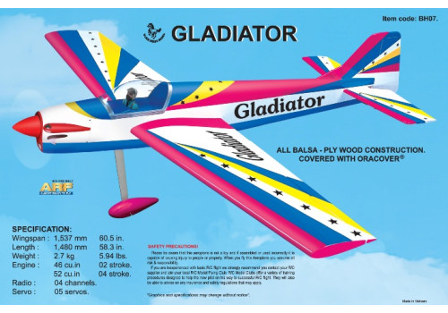 ARF - Black horse - Gladiator - BH07, 154cm wingspan