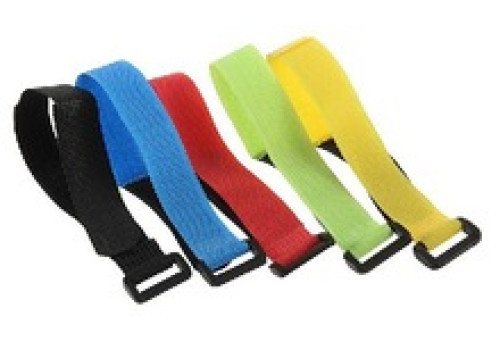 Velcro - Multi coloured battery straps - pack of 5, 200mm long
