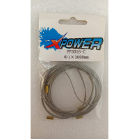 6 Star - 1mm dia x 3,0 m Rudder cables FP3016-C