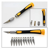 Knife - Deluxe Grip Blade Handle w/ 10pcs SK5 Blades