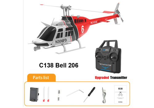 Heli - RC Era c138 bell 206 red w/gyro