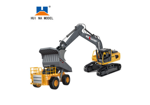 Toys - Huina / Kaliwo Dump Truck With Excavator 13556, 1:24 scale